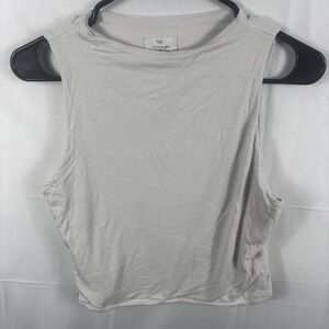 Live In The Moment White Ruched Side Muscle Tank Top